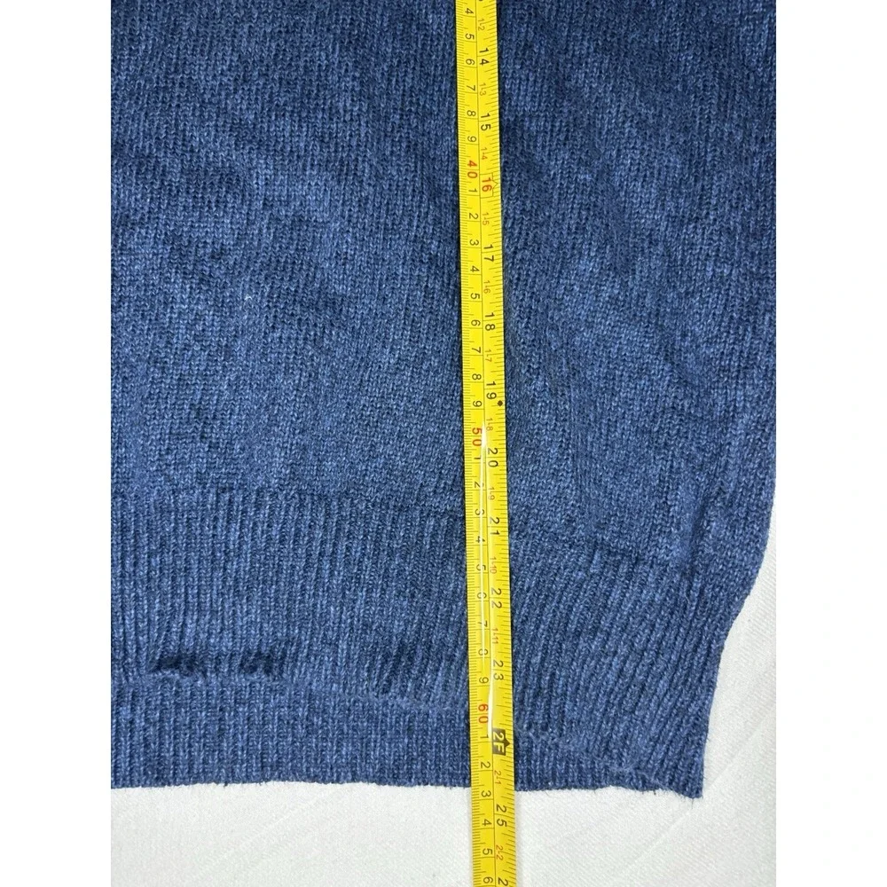 Polo Ralph Lauren 1/4 Zip Pullover Heavy Sweater Mens Medium Blue Wool Silk READ